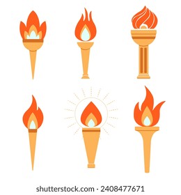 Set of Burning Flame Torches Illustration of symbol of Competitions