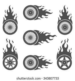 Set of Burning wheels for motorcycles