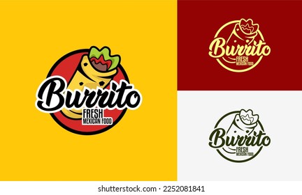 Set of burrito food logo icon, sign, symbol template. badges, banners, emblems for restaurants. Vector illustration. mexican food. Mexican national traditional food.