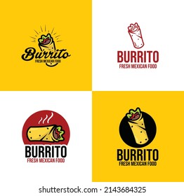 set of burrito food logo template