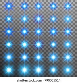 Set of burst light flash glow with flare effect isolated on transparnt background. And also includes EPS 10 vector