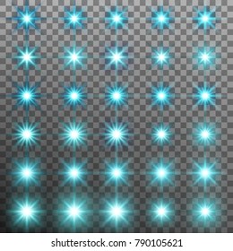 Set of burst light flash glow with flare effect isolated on transparnt background. And also includes EPS 10 vector