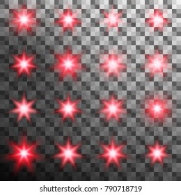 Set of burst light flash glow with flare effect isolated on transparnt background. And also includes EPS 10 vector