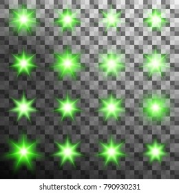 Set of burst light flash glow with flare effect isolated on transparnt background. And also includes EPS 10 vector