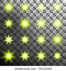 Set of burst light flash glow with flare effect isolated on transparnt background. And also includes EPS 10 vector