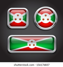 Set of Burundi  flag glass buttons