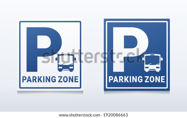 Set of bus, autobus parking sign. Bus parking\
zone. Illustration vector