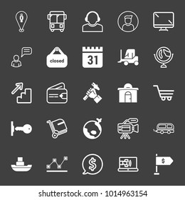 set of bus, call center, profile picture, screen size, chatting, closed, calendar, travel, key, camera, van, boat, flag, video call, wallet, shopping cart, construction, luggage vector icon