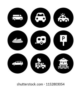 set with bus, car, vacations and resort vector icons for web and mobile app