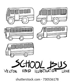 Set of bus doodle illustration Hand drawn Sketch line vector