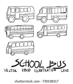 Set of bus doodle illustration Hand drawn Sketch line vector