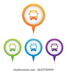 Set of Bus Marker Icons