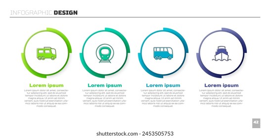 Set Bus, Train and railway,  and Cruise ship. Business infographic template. Vector