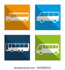 set bus types icons isolated  design, vector illustration  graphic 