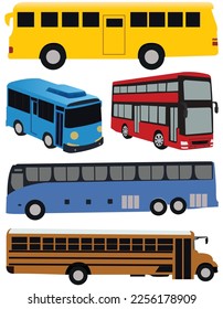 A set of buses. Bus vector template on white background. All elements of the group are on separate layers.