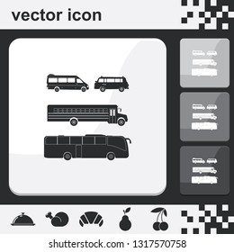 Set of buses flat set of buttons vector icons.