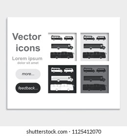 Set of buses flat placed on web page template vector icons.