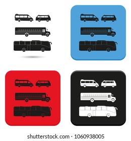 Set of buses flat vector icons.