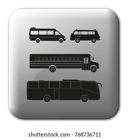 Set of buses flat vector icons.