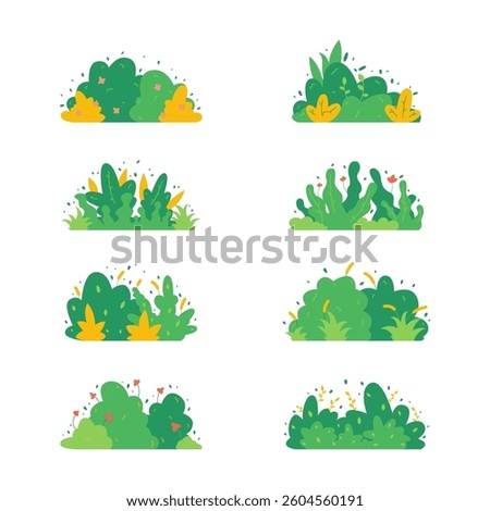 Set of Bushes and Grass Illustrations Natural and Peaceful Greenery