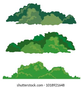 Set Of Bushes Landscape Isolated Icon, Vector Illustration,flat Design.