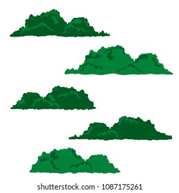 Set of bushes landscape isolated icon, vector illustration,flat design.
