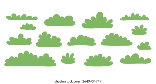 Set Bushes Landscape Isolated on white background
