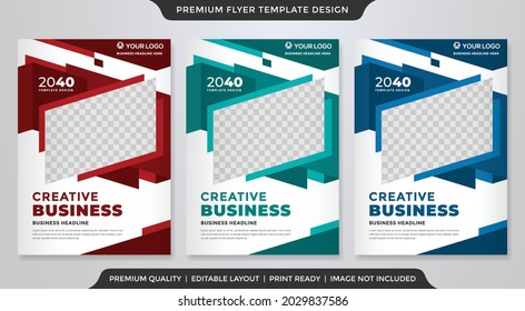 set of business a4 flyer layout template design with abstract style and clean concept