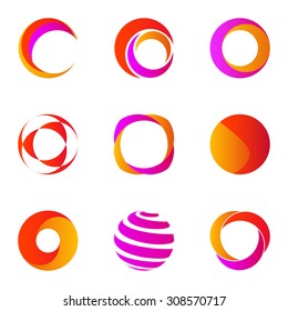 Set Of Business Abstract Colorful Circle Logo Icons