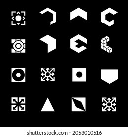 set of business abstract geometric shape business technology logo design vector