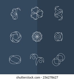 Set of business abstract logos. Line style. Graphic design elements. Vector illustration