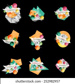 Conjunto de diseños de infografías triangulares abstractas de negocios, composiciones 3d con opciones
