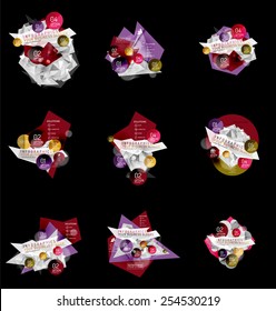 Satz abstrakter dreieckiger Infografik-Layouts, 3D-Kompositionen mit Optionen