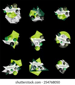 Conjunto de diseños de infografías triangulares abstractas de negocios, composiciones 3d con opciones