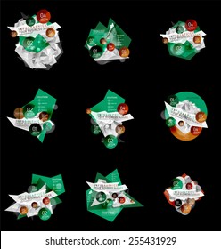 Set of business abstract triangular infographics layouts, 3d compositions with options