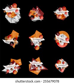 Set of business abstract triangular infographics layouts, 3d compositions with options
