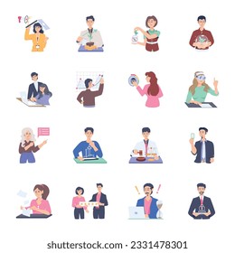 Conjunto de actividades empresariales Ilustraciones planas 

