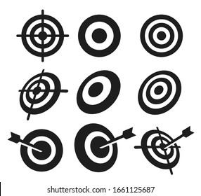 Set of Business aim icon. Targeting icon vector illustration. Circle shape outline isolated on white background.