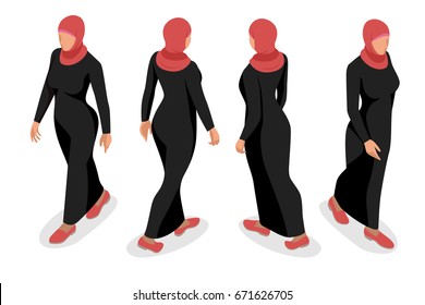 Set Business Arab Woman Character Hijab Stock Vector (Royalty Free ...