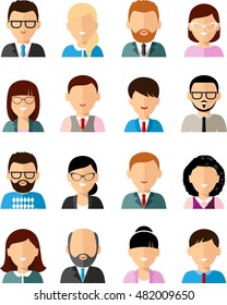 Set of business avatar european peoples in flat colorful style
Occupation avatars manager man and woman
