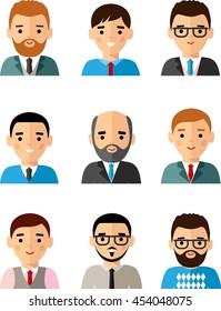 Set of business avatar peoples in flat colorful style
Occupation avatars of different manager man 
