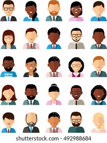 Set of business avatar peoples in flat colorful style
Occupation avatars of different manager man and woman
