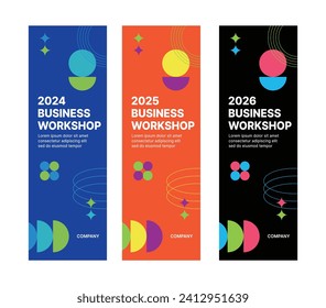 Set of business banner design templates in modern, abstract pattern style for schools, companies, workshops, events and presentations. Layout design template for banner, flyer, brochure, panel etc.