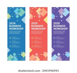 Set of business banner design templates in modern, abstract pattern style for schools, companies, workshops, events and presentations. Layout design template for banner, flyer, brochure, panel etc.