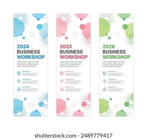 Set of business banner design templates in modern, abstract pattern style for schools, companies, workshops, events and presentations. Layout design template for banner, flyer, brochure, panel etc.