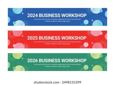 Set von Business-Banner-Design-Vorlagen im modernen, abstrakten Muster-Stil für Schulen, Unternehmen, Workshops, Veranstaltungen und Präsentationen. 