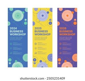 Set of business banner design templates in modern, abstract pattern style for schools, companies, workshops, events and presentations. Layout design template for banner, flyer, brochure, panel etc.