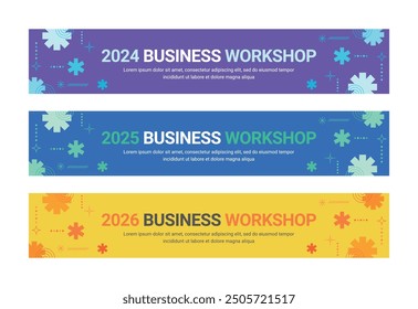 Set of business banner design templates in modern, geometry, abstract shape pattern style for schools, companies, workshops, events and presentations. 