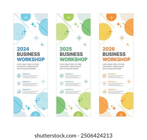 Set of business banner design templates in modern, geometry, abstract pattern style for schools, companies, workshops, events and presentations. Layout design template for banner, flyer, brochure, pan