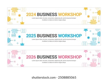 Set of business banner design templates in modern, geometry, abstract shape pattern style for schools, companies, workshops, events and presentations. 